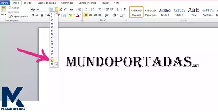 paso 2 como hacer letras grandes en word